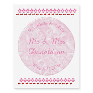 Pink Spring Wedding Cherry blossom and cherries Temporary Tattoos
