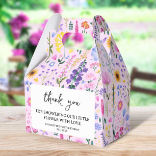 Pink Spring Wildflower Girl's First Birthday Favor Boxes