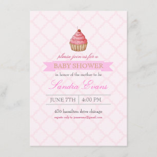 Pink Sprinkle Cupcake Baby Shower Invitation