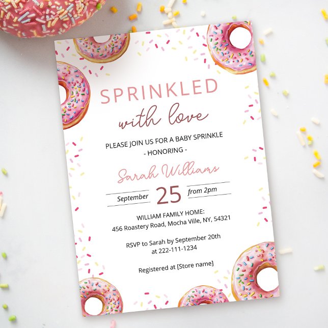 Pink Sprinkle Donut Baby Shower Invitation (Creator Uploaded)