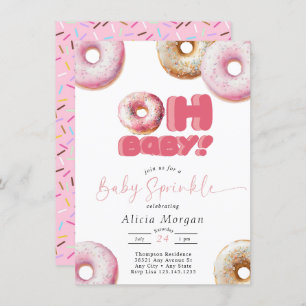 Pink Sprinkle Donut Baby Sprinkle Invitations