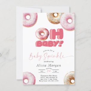 Pink Sprinkle Donut Baby Sprinkle Invitations