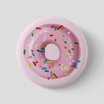 Pink Sprinkle Donut Birthday Party Favor Button