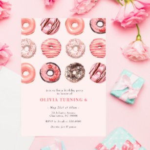 Pink Sprinkle Donut Birthday Party Invitation