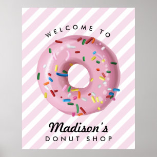 Pink Sprinkle Donut Birthday Welcome Sign