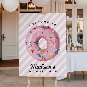 Pink Sprinkle Donut Birthday Welcome Sign
