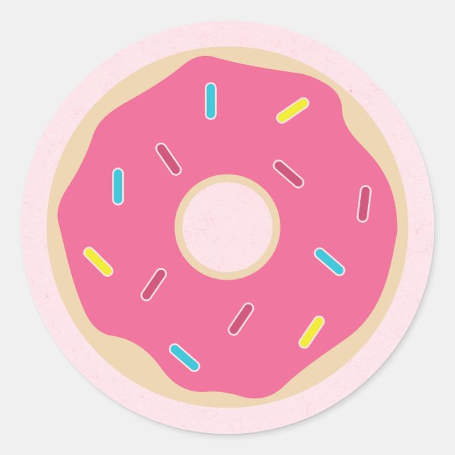 Pink Sprinkle Donut Girl Birthday Party Classic Round Sticker (Front)