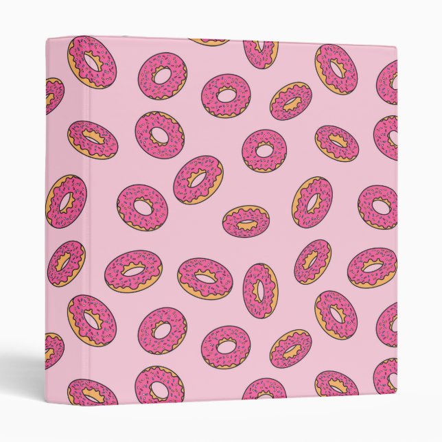 Pink Sprinkle Donut Pattern 3 Ring Binder (Front/Spine)