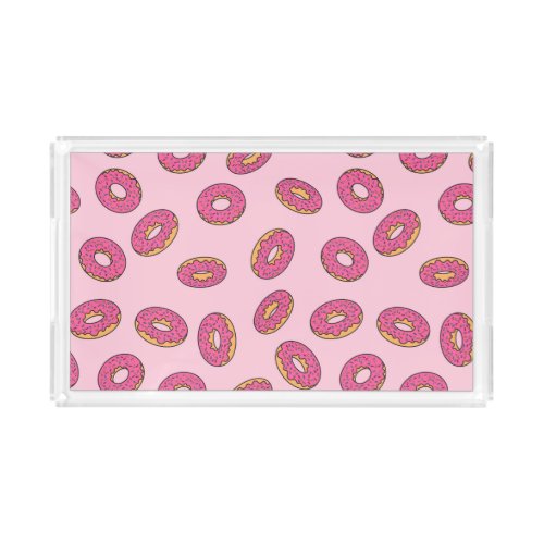 Pink Sprinkle Donut Pattern Acrylic Tray