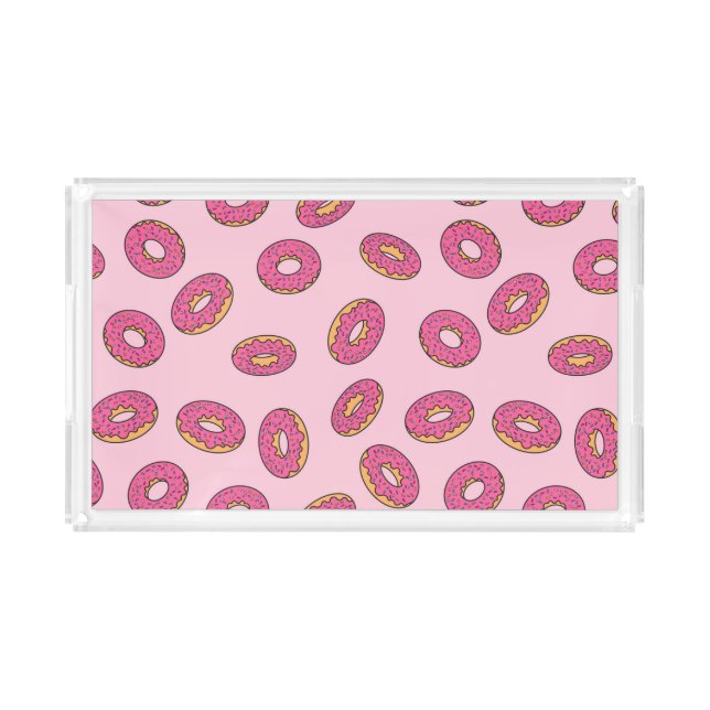 Pink Sprinkle Donut Pattern Acrylic Tray (Front)