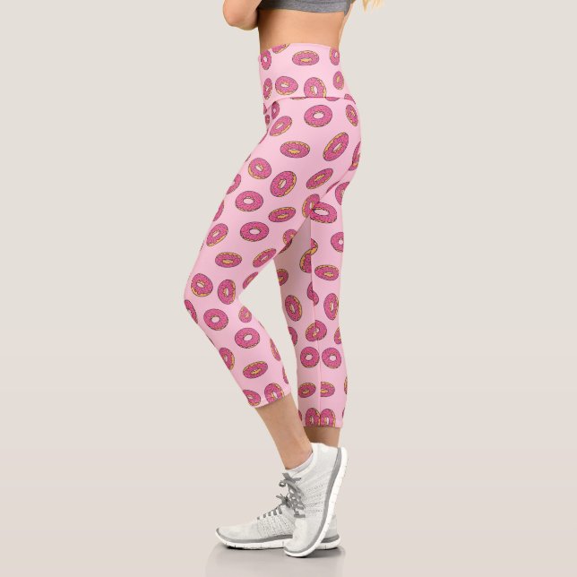 Pink Sprinkle Donut Pattern Capri Leggings (Left)