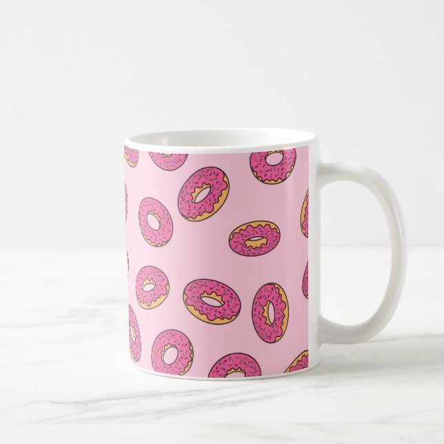 Pink Sprinkle Donut Pattern Coffee Mug (Right)