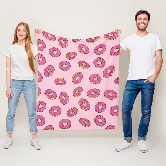 Pink Sprinkle Donut Pattern Fleece Blanket (In Situ)