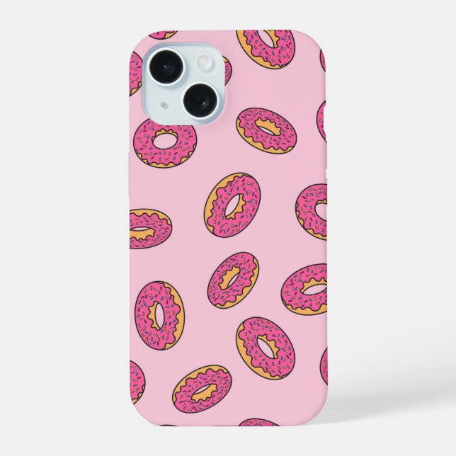 Pink Sprinkle Donut Pattern iPhone 15 Case (Back)