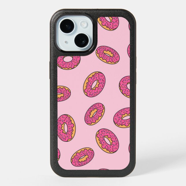 Pink Sprinkle Donut Pattern iPhone 15 Case (Back)