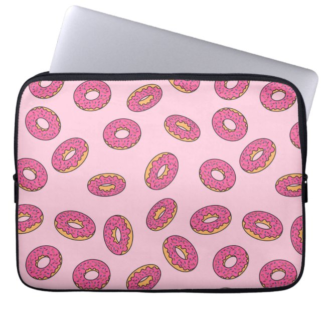 Pink Sprinkle Donut Pattern Laptop Sleeve (Front)