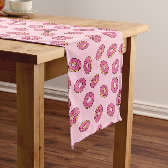 Pink Sprinkle Donut Pattern Medium Table Runner (In Situ)