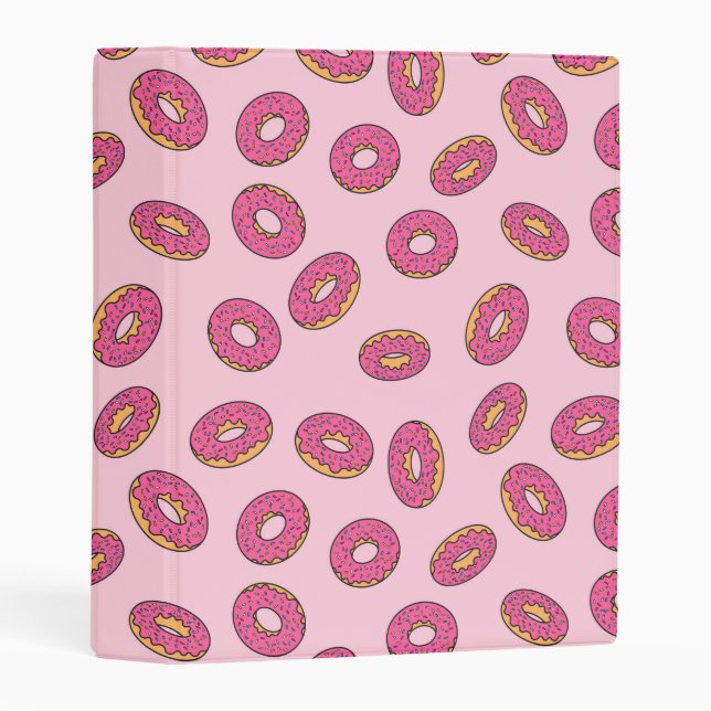Pink Sprinkle Donut Pattern Mini Binder (Front/Spine)