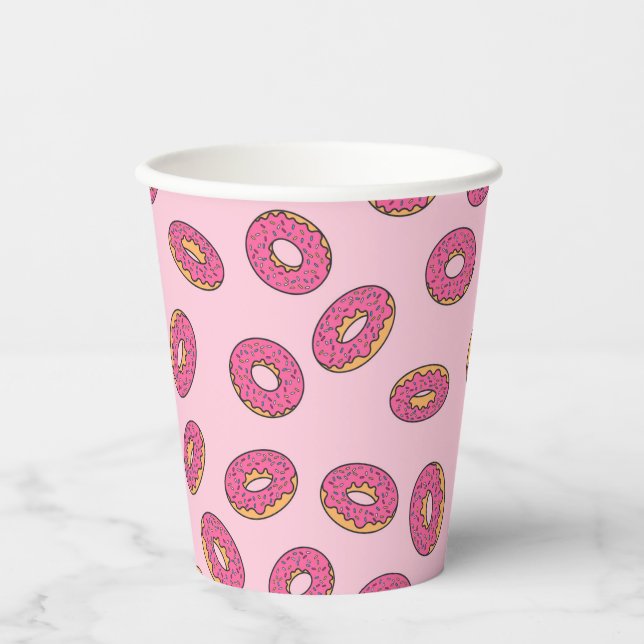Pink Sprinkle Donut Pattern Paper Cups (Front)