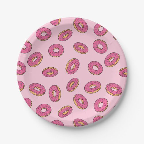 Pink Sprinkle Donut Pattern Paper Plates