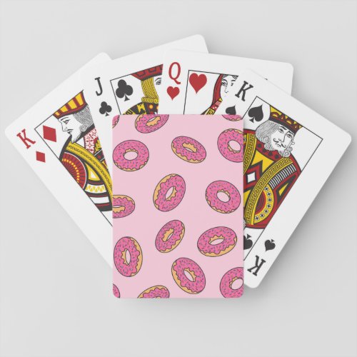 Pink Sprinkle Donut Pattern Playing Cards