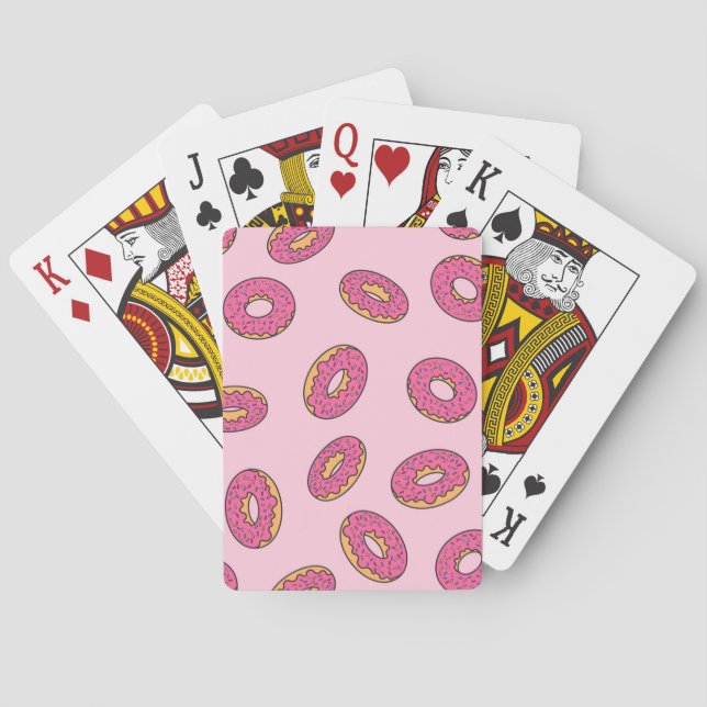 Pink Sprinkle Donut Pattern Poker Cards (Back)