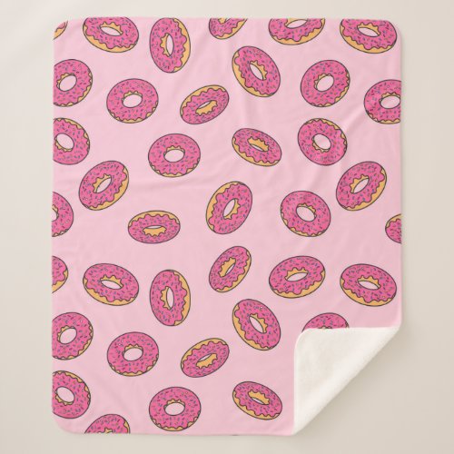 Pink Sprinkle Donut Pattern Sherpa Blanket