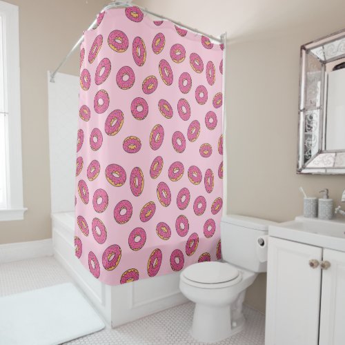 Pink Sprinkle Donut Pattern Shower Curtain