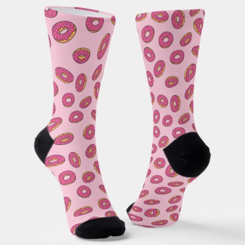 Pink Sprinkle Donut Pattern Socks