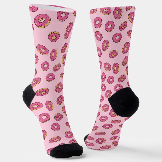 Pink Sprinkle Donut Pattern Socks (Angled)