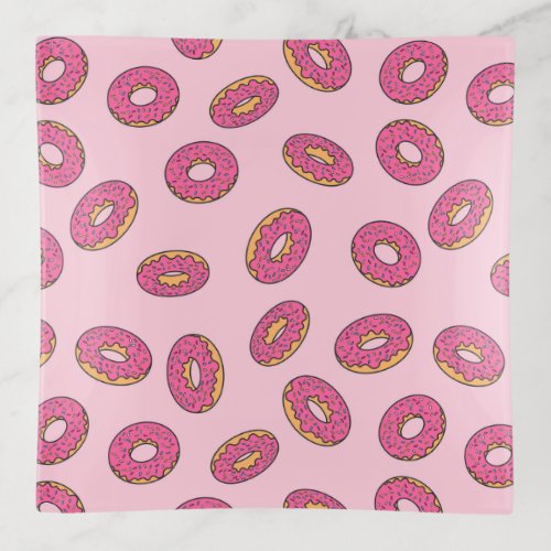 Pink Sprinkle Donut Pattern Trinket Tray