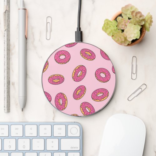 Pink Sprinkle Donut Pattern Wireless Charger