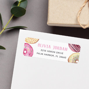 Pink Sprinkle Donut Return Address Label