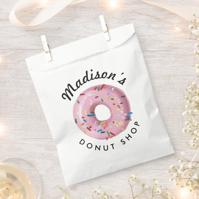 Pink Sprinkle Donut Shop Birthday Favor Bag (Clipped)