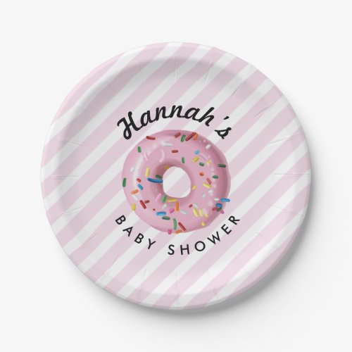 Pink Sprinkle Donut Shop Paper Plate