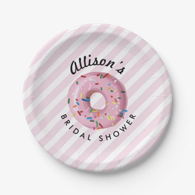 Pink Sprinkle Donut Shop Paper Plate (Front)