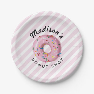 Pink Sprinkle Donut Shop Paper Plates
