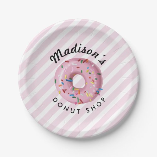 Pink Sprinkle Donut Shop Paper Plates - Pink Sprinkle Donut Shop Paper Plate