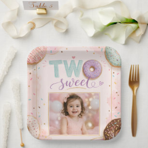 Pink Sprinkle Donut Theme Paper Plates