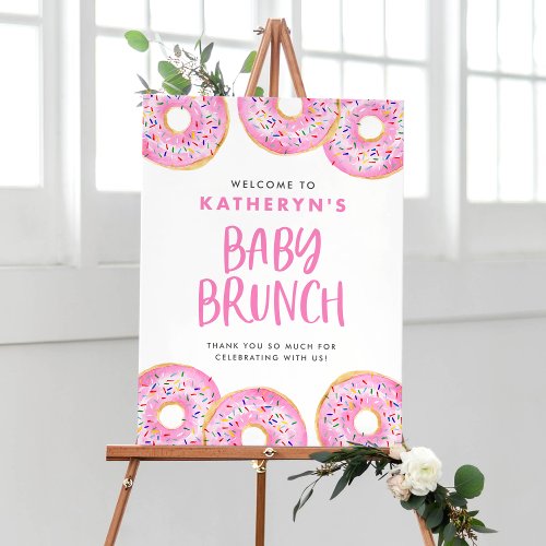 Pink Sprinkle Donuts Baby Brunch Welcome Poster