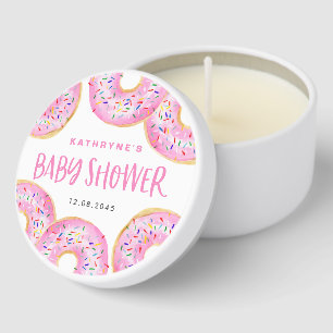 Pink Sprinkle Donuts Baby Shower Mini Candle Favors