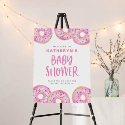 Pink Sprinkle Donuts Baby Shower Welcome Foam Board