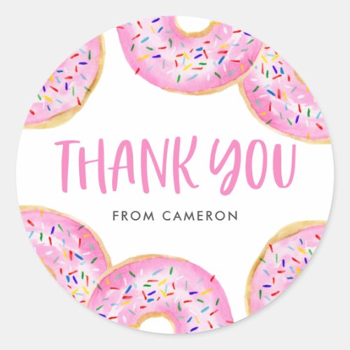 Pink Sprinkle Donuts Birthday Party Thank You