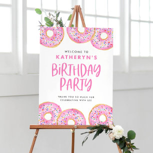 Pink Sprinkle Donuts Birthday Party Welcome Poster