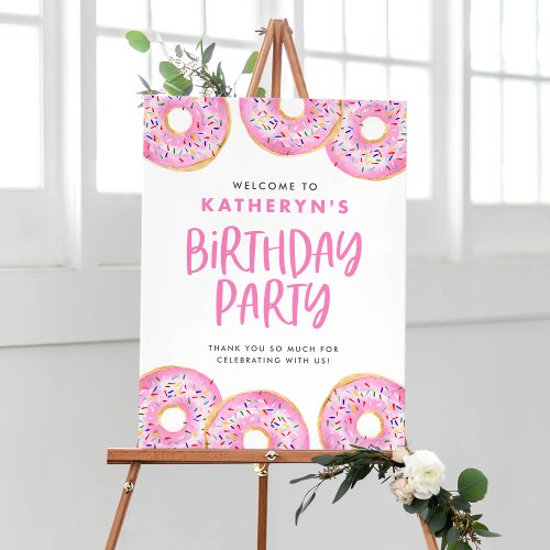 Pink Sprinkle Donuts Birthday Party Welcome Poster