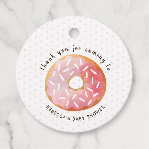 Pink Sprinkle Donuts Girl Baby Shower Thank You Favor Tags