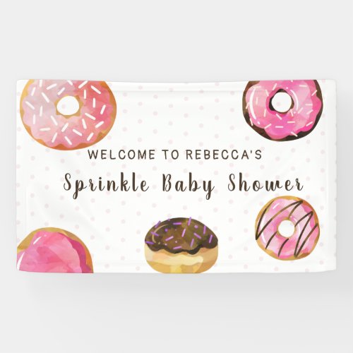 Pink Sprinkle Donuts Girl Baby Shower Welcome Banner
