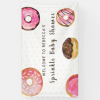 Welcome Baby Girl Donut Sprinkle Banner, Donut Baby Shower Banner