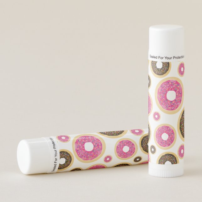Pink Sprinkle Donuts Modern Birthday Party Favor Lip Balm (Front)