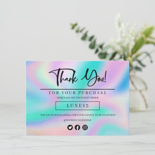 Pink Sprinkle Holographic Thank You Discount Card